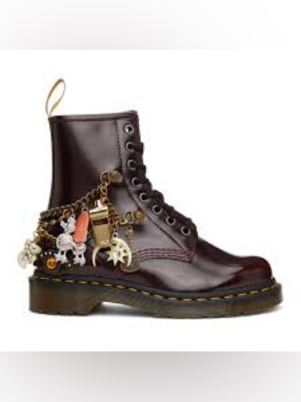 Marc Jacobs x Dr. Martens 1460 boots unique burgundy with charms NWT
